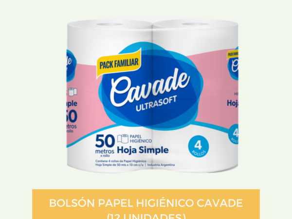 Bolsón Papel Higiénico Cavade - 4u x 50 mts